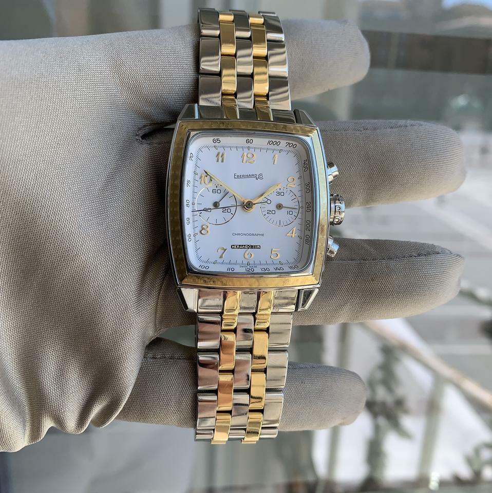Thumbnail von Eberhard & Co. Quadrangolo Chrono Screen 32034 white dial Full Set 1997’s </h1>