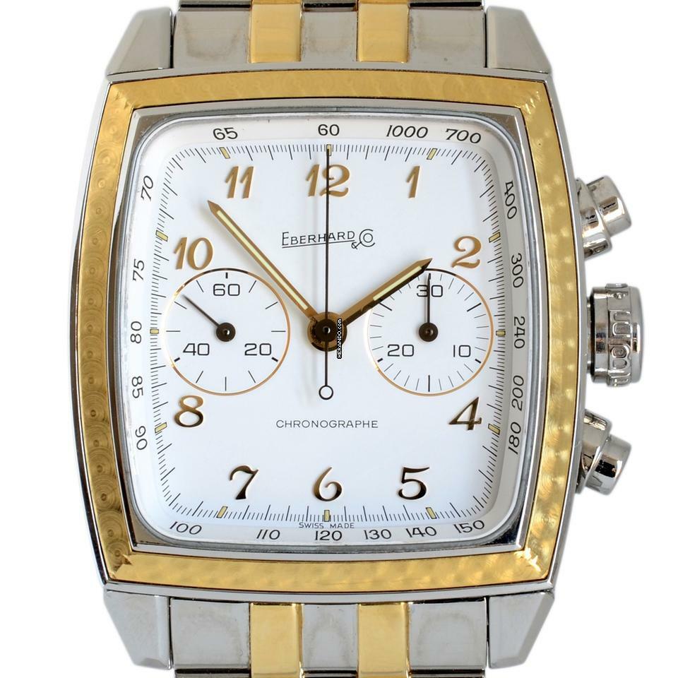 Thumbnail von Eberhard & Co. Quadrangolo Chrono Screen 32034 white dial Full Set 1997’s </h1>