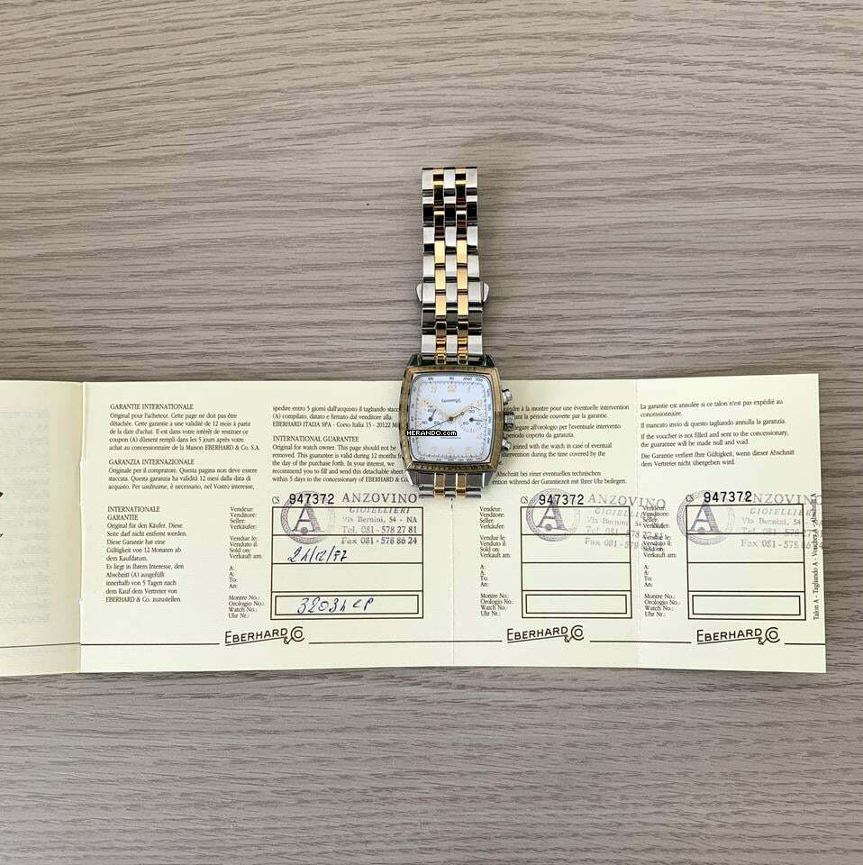 Thumbnail von Eberhard & Co. Quadrangolo Chrono Screen 32034 white dial Full Set 1997’s </h1>