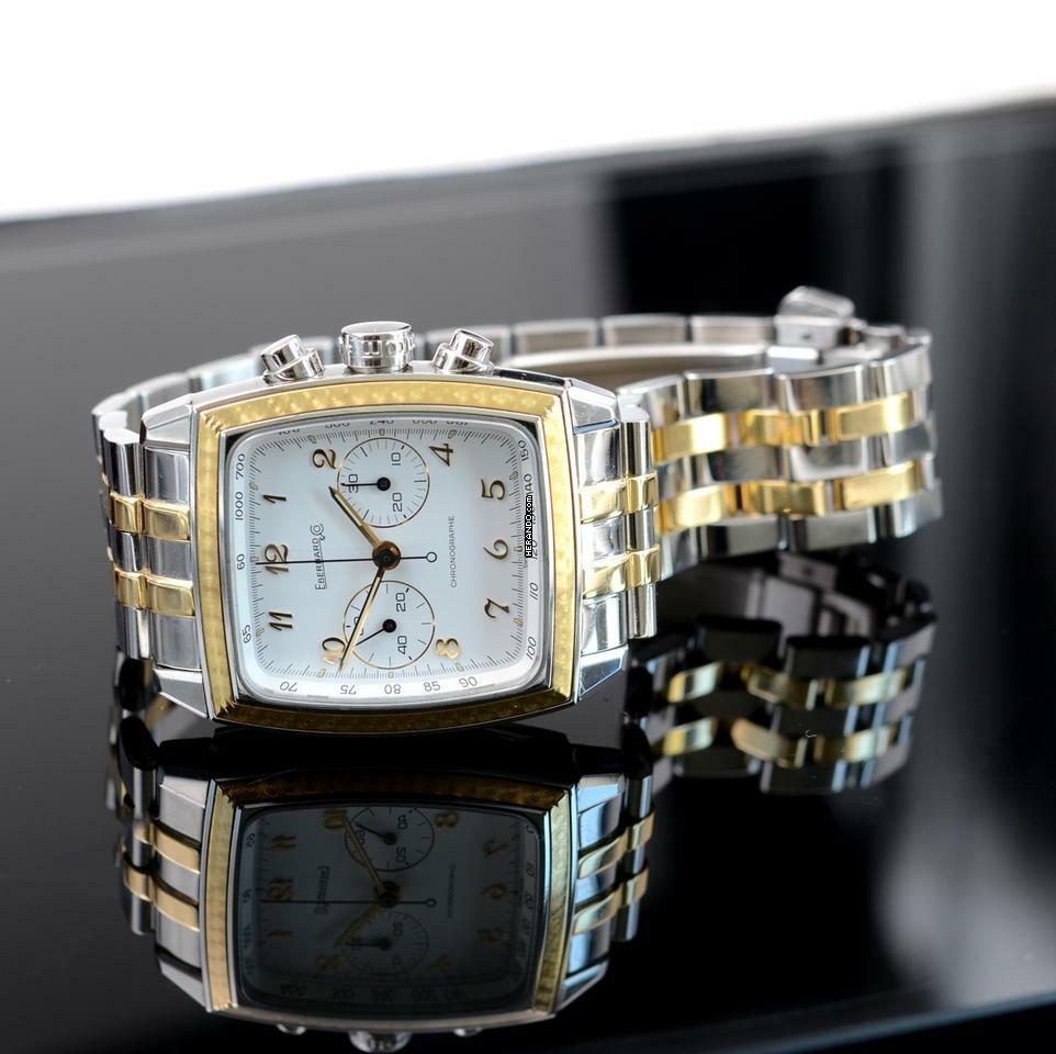 Thumbnail von Eberhard & Co. Quadrangolo Chrono Screen 32034 white dial Full Set 1997’s </h1>
