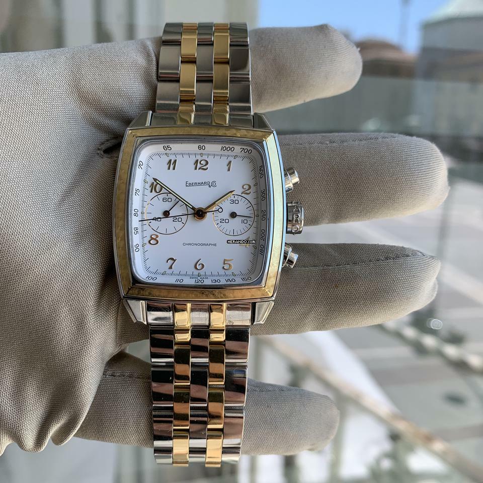 Thumbnail von Eberhard & Co. Quadrangolo Chrono Screen 32034 white dial Full Set 1997’s </h1>