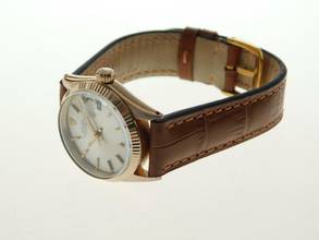 Thumbnail von Rolex Oyster Perpetual Date 18 Karat Rosegold Date 31 mm wie Neu medium Größe mit Krokoband von 1966 </h1>