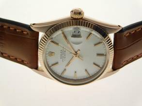 Thumbnail von Rolex Oyster Perpetual Date 18 Karat Rosegold Date 31 mm wie Neu medium Größe mit Krokoband von 1966 </h1>
