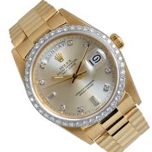 Thumbnail von Rolex Day-Date 36 18048 President Factory Silver diamonds dial Full Set 1980’s </h1>
