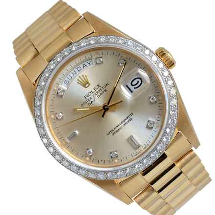  Rolex Day-Date 36 18048 President Factory Silver diamonds dial Full Set 1980’s </h1> 