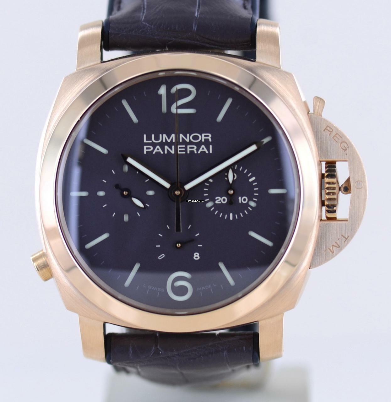 Officine Paneral Luminor Monopulsante 8-Days Chronograph 18K Roségold PAM00344 Limited B+P