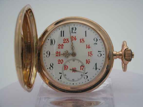  Union Glocke Savonette Taschenuhr 14kt Rotgold </h1> 