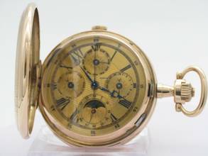 Thumbnail von 18kt Savonette Chronograph mit 5-Minuten Repetition und Kalender </h1>