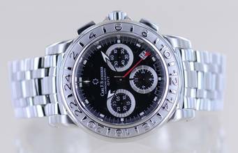 Thumbnail von Bucherer Patravi Chronograph GMT Automatic Stahl Black Steel 42mm Stahlband B+P </h1>