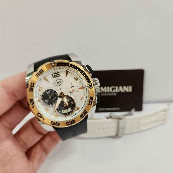  Parmigiani Fleurier Pershing Ouro Rosé & Madrepérola & Aço 45mm Automático Completo 