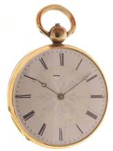 Thumbnail von Swiss Antique solid 18 ct yellow gold key wind Pocket Fob Watch fully engraved </h1>
