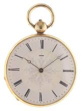 Thumbnail von Swiss Antique solid 18 ct yellow gold key wind Pocket Fob Watch fully engraved </h1>