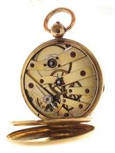 Thumbnail von Swiss Antique solid 18 ct yellow gold key wind Pocket Fob Watch fully engraved </h1>