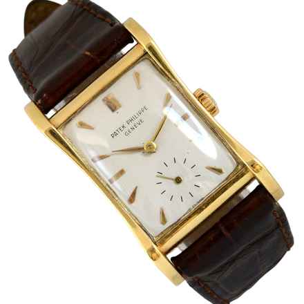  Patek Philippe Hour Glass 2456 roof tile silver dial gold 18KT with Extract Patek 1950’s  