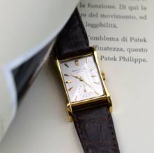 Thumbnail von Patek Philippe Hour Glass 2456 roof tile silver dial gold 18KT with Extract Patek 1950’s