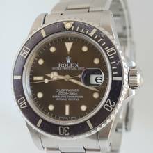 Thumbnail von Rolex Submariner Date 16800 Date matt brown tritium dial 1984’s </h1>