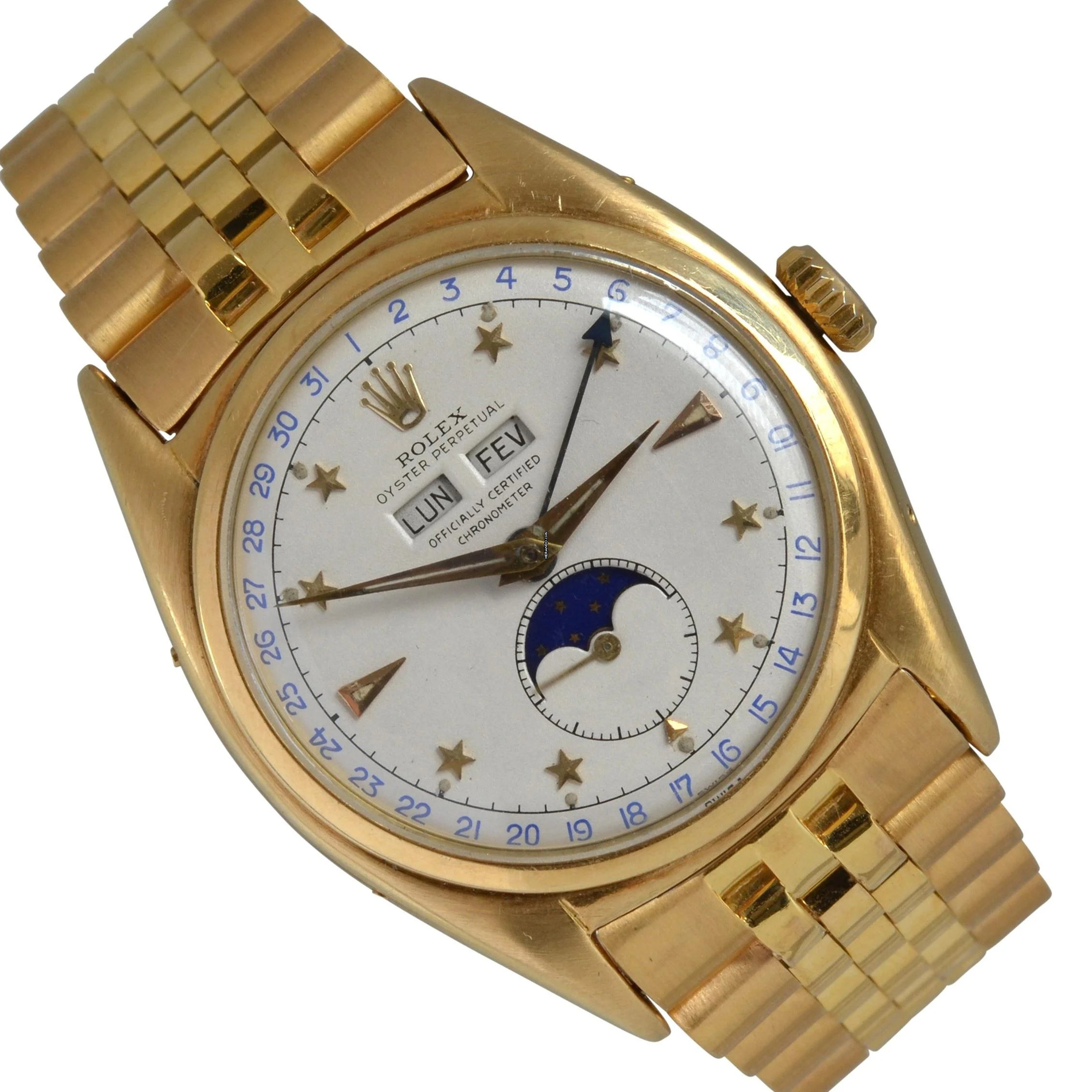Rolex Oyster Perpetual 36 Stelline 6062 Triple Calendar Moonphase yellow gold 18KT Full Set 1952’s </h1>