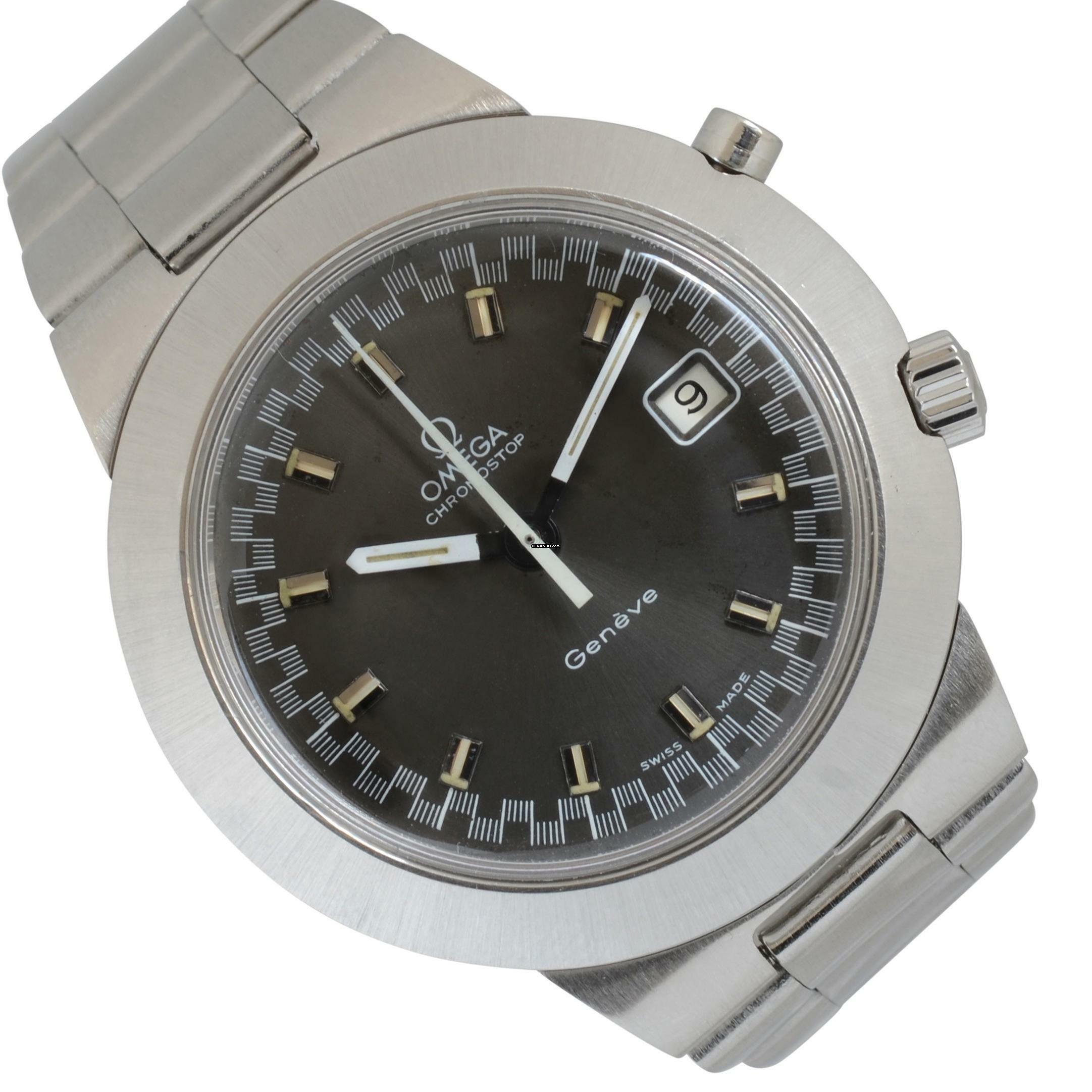  Omega Genève Chronostop Date Jumbo 146.012 brown/gray dial 1970’s </h1> 