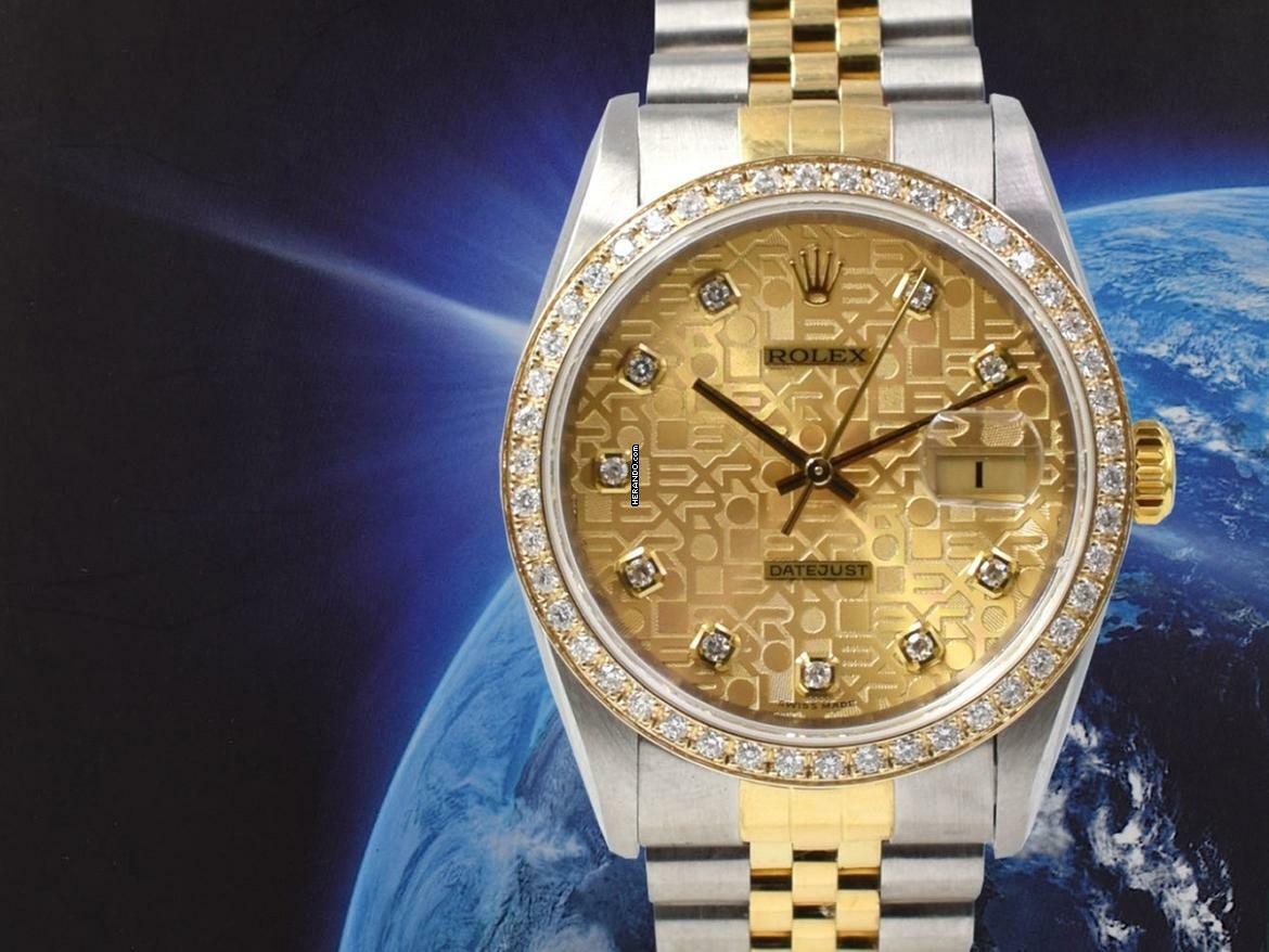  Rolex Datejust 36 16233 Gold Jubilee Dial With Diamonds - After Diamonds Bezel  