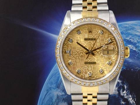  Rolex Datejust 36 16233 Gold Jubilee Dial With Diamonds - After Diamonds Bezel  