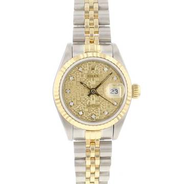  Rolex Lady-Datejust 26 Steel Gold Jubilee Fluted Champagne Diamond Logo Dial </h1> 