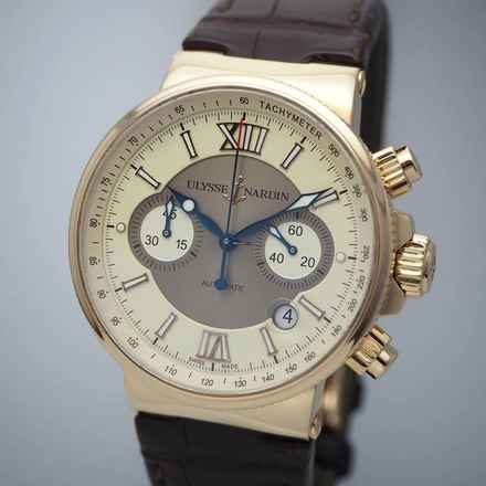  Ulysse Nardin Marine Chronograph Maxi Marine Chronograph 356-66 18K/750 Roségold Box+Papiere  