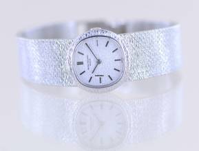 Thumbnail von Patek Philippe Lady 18K whitegold guilloche Dial Case Dresswatch Milanaise super rar </h1>
