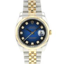 Thumbnail von Rolex Datejust 36 Steel Gold Jubilee Fluted Blue Diamond Vignette Dial