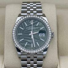 Thumbnail von Rolex Datejust 36 126284RBR 2024 palm diamond bezel discontinued green grün unworn </h1>