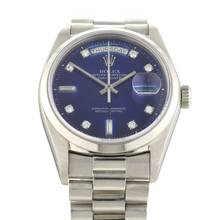 Thumbnail von Rolex Day-Date Blue Big Diamond Dial Platin Rare Reference Ref.18026 </h1>