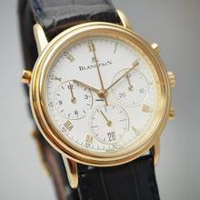 Thumbnail von Blancpain Villeret Rattrapante Chronograph 1186 Gold 18k/750 Box+Docs </h1>