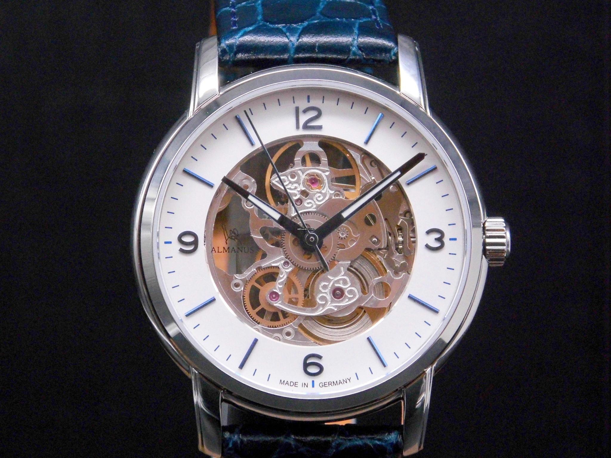  Almanus Osseus made in Germany Osseus - 34SK2003SLB Handaufzug Gehäuse Edelstahl 