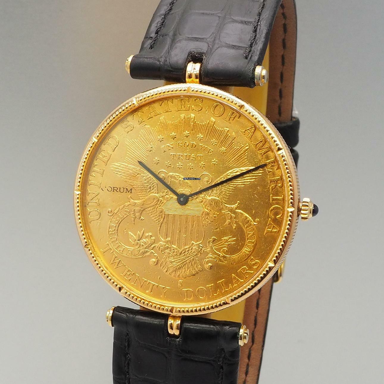  Corum Coin Watch Twenty Dollars 35mm 1897 Gold 18k/750 RARE  