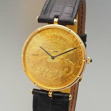  Corum Coin Watch Twenty Dollars 35mm 1897 Gold 18k/750 RARE  