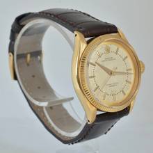 Thumbnail von Rolex Oyster Perpetual 34 6285 Chronometer Ivory dial gold 18KT 1954’s </h1>