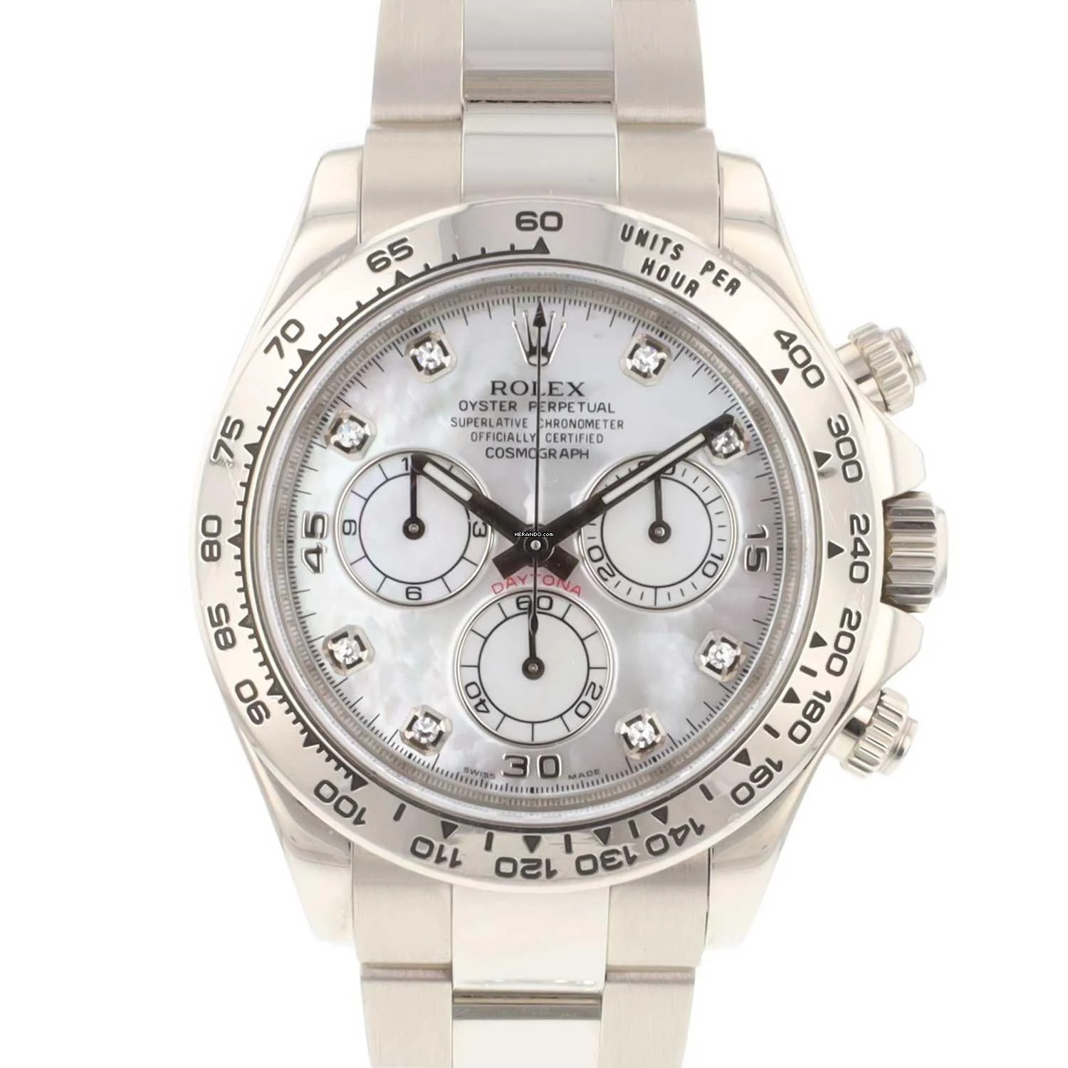  Rolex Daytona White Gold Factory MoP Diamond Dial  