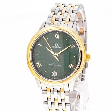  Omega De Ville Prestige 34 Prestige Co-axial Green Dial Steel Gold 434.20.34.20.10.001 NEW 2024 Full 