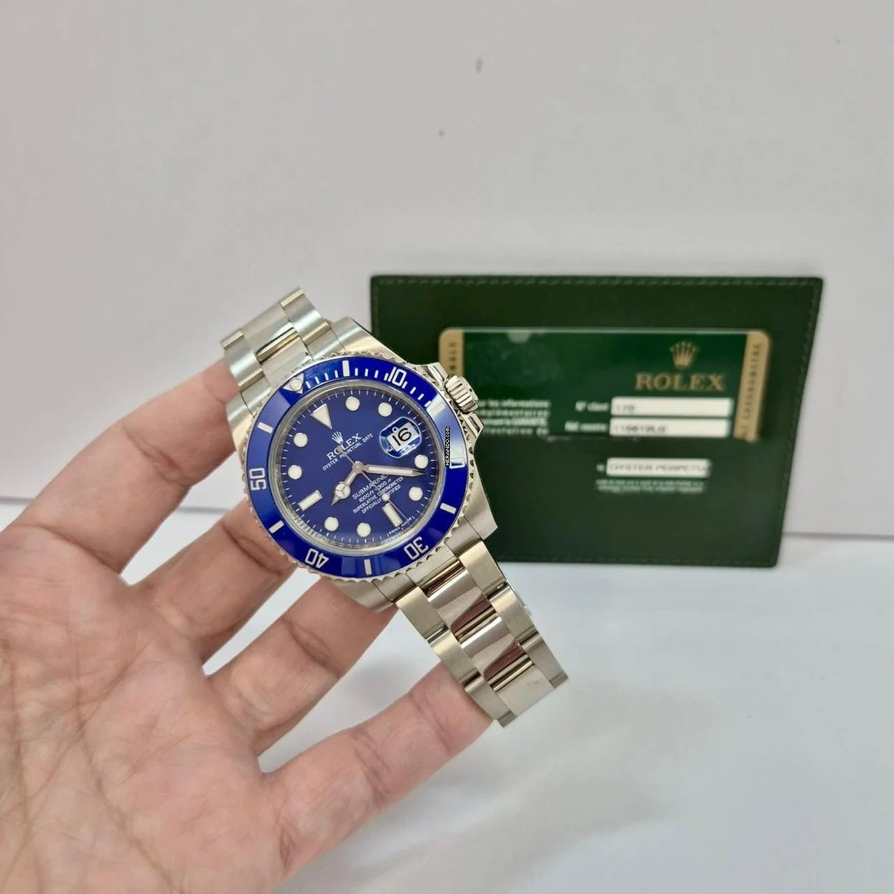 Rolex Submariner Date Smurf Ouro Branco Cerâmica 40mm Completo