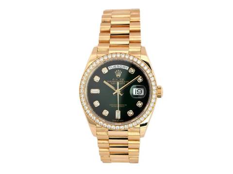  Rolex Day-Date 36 Gelbgold Ref. 128348RBR Grün ombré Diamant </h1> 