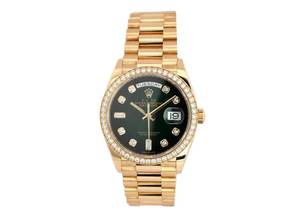 Thumbnail von Rolex Day-Date 36 Gelbgold Ref. 128348RBR Grün ombré Diamant </h1>