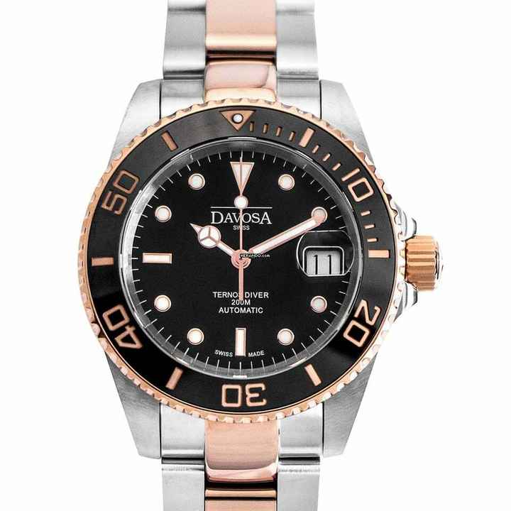  Davosa Ternos Automatic 16155565 - Automatic Black Dial Stainless Steel Men's Watch </h1> 