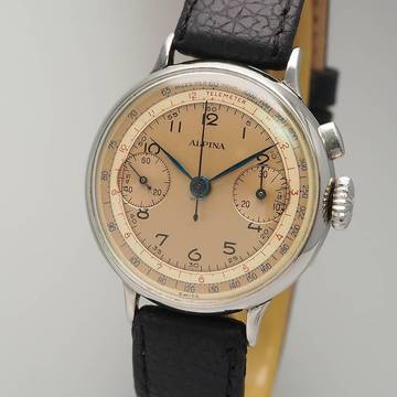  Alpina Monopusher Chronograph Vintage 1940 RARE perf. condition </h1> 