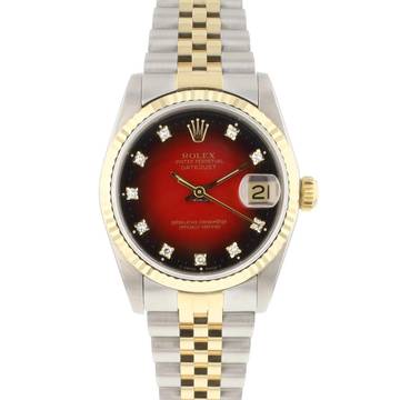  Rolex Datejust 31 31MM Steel Gold Jubilee Fluted Red Vignette Diamond Dial </h1> 