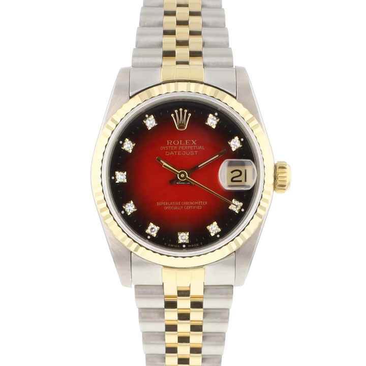  Rolex Datejust 31 31MM Steel Gold Jubilee Fluted Red Vignette Diamond Dial </h1> 