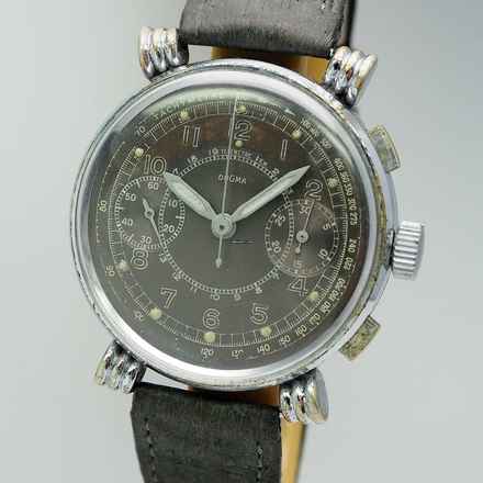  Dogma Chronograph Vintage um 1940 Schaltrad Chronograph RARE LUGS 