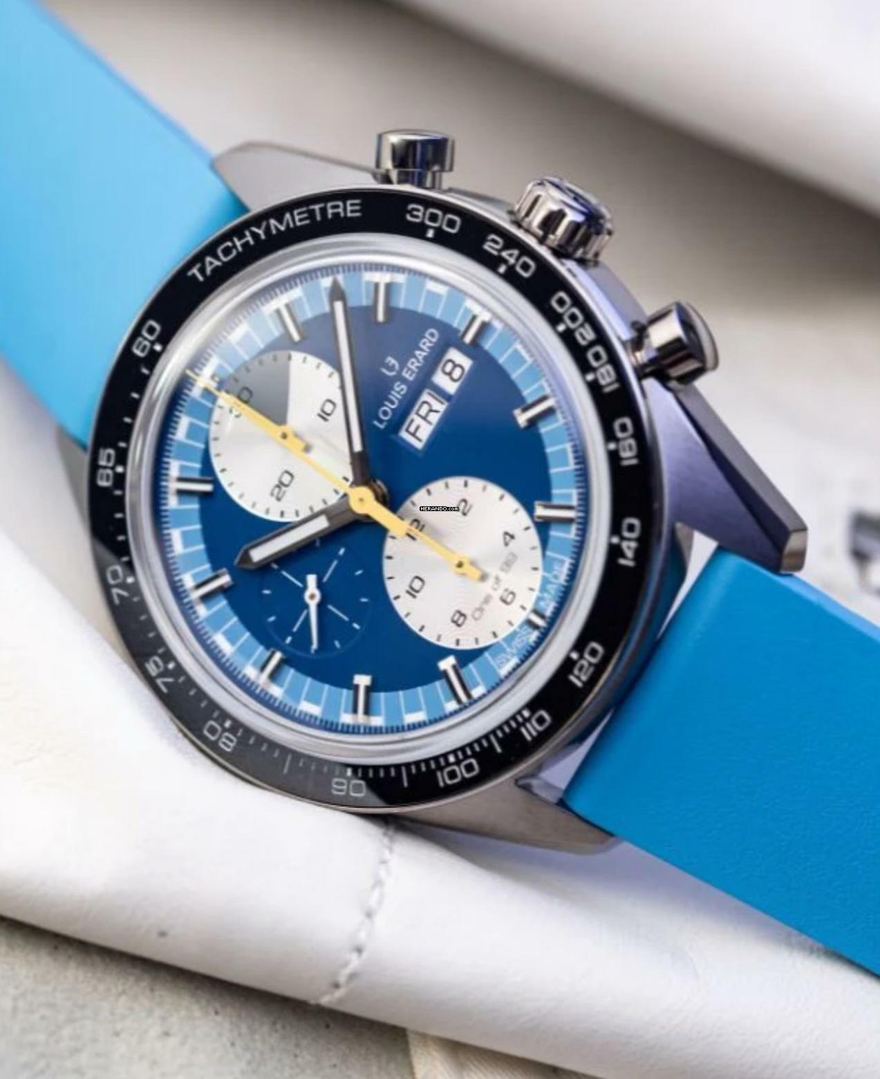  Louis Erard 2300 SPORT CHRONOGRAPH IN BLUE RAINBOW BLACK OR Khaki 