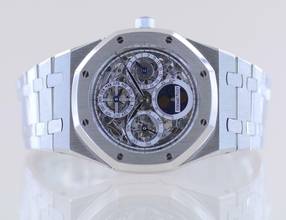 Thumbnail von Audemars Piguet Royal Oak Jumbo Perpetual Calendar Platinum Skeleton Dial Luxusuhr rar </h1>
