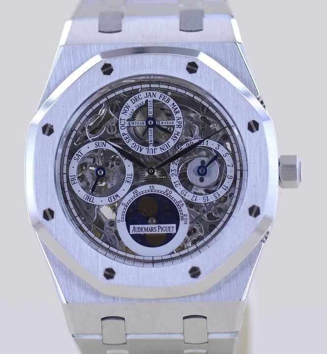  Audemars Piguet Royal Oak Jumbo Perpetual Calendar Platinum Skeleton Dial Luxusuhr rar </h1> 