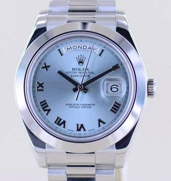  Rolex Day-Date II Platin PT Polished bezel 41mm Ice blue Luxusuhr Top </h1> 