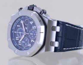 Thumbnail von Audemars Piguet Royal Oak Offshore Chronograph Blue unworn TOP Automatic Glasboden B+P </h1>